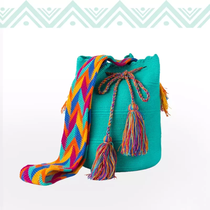 etnicos colombia mochila wayuu verde aguamarina