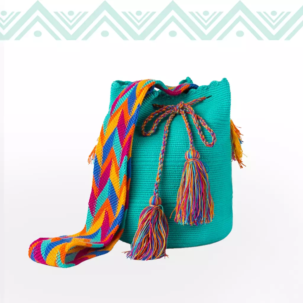 etnicos colombia mochila wayuu verde aguamarina