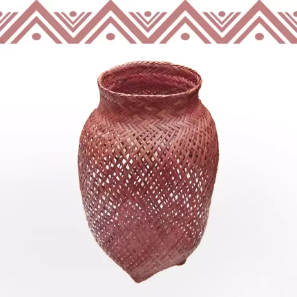 Étnicos Colombia jarron fibra chocolatillo color rojo colonial