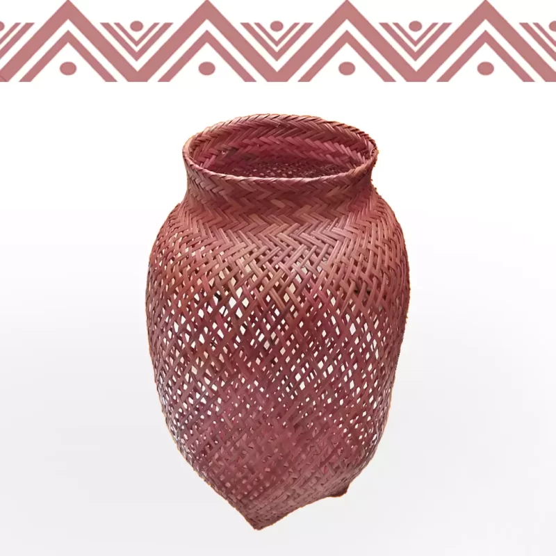 Étnicos Colombia jarron fibra chocolatillo color rojo colonial