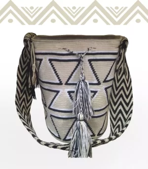 etnicos colombia mochila wayuu bicolor beige-negro