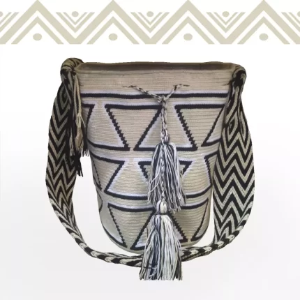 etnicos colombia mochila wayuu bicolor beige-negro