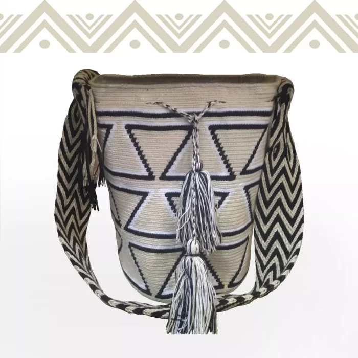 etnicos colombia mochila wayuu bicolor beige-negro