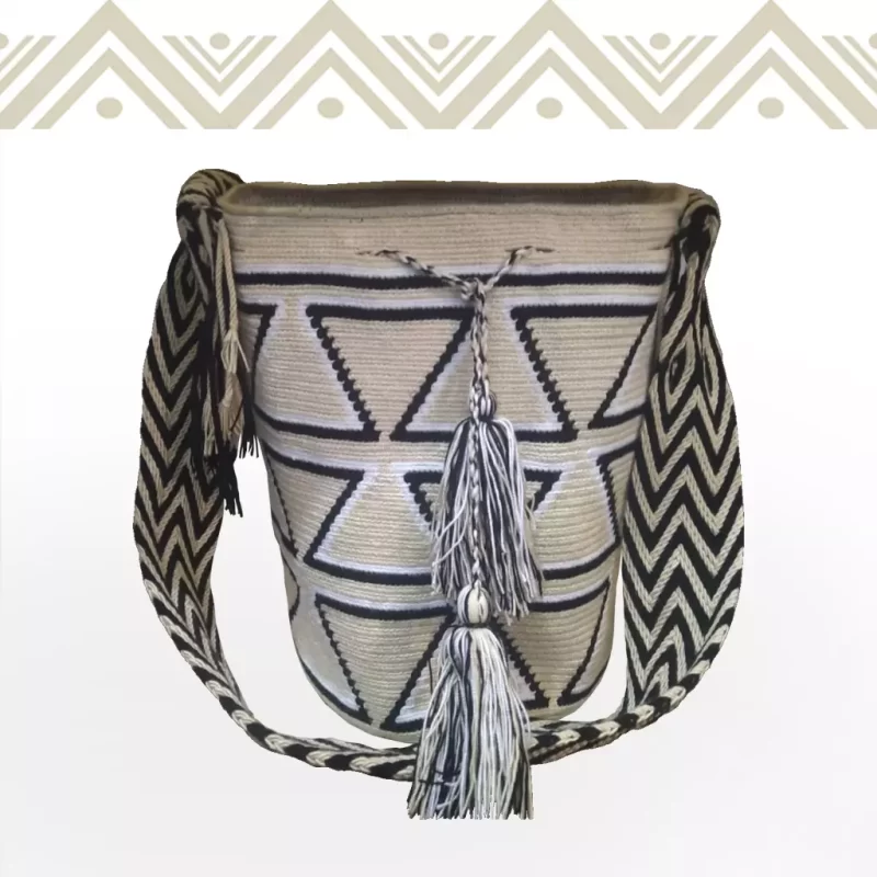 etnicos colombia mochila wayuu bicolor beige-negro