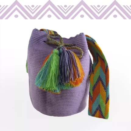 etnicos colombia mochila wayuu color lila - morado