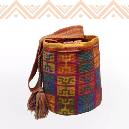 etnicos colombia mochila wayuu color naranja