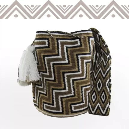 etnicos colombia mochila wayuu multi color cafe blanco y negro